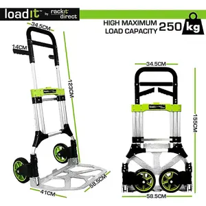 LoadIt 250kg Heavy Duty Folding Trolley Sack Truck Barrow, Hand Truck, Moving Trolley on Wheels, ISO 9001 & TUV GS