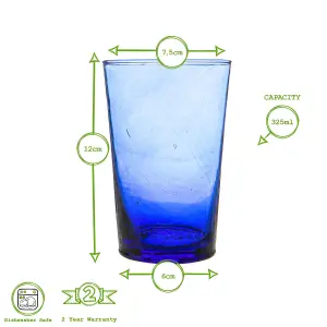 Nicola Spring - Meknes Recycled Highball Glasses - 325ml - Blue - Pack of 6