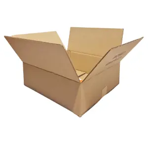 Strong Double Wall Cardboard Boxes 16.5" x 14" x 4" 19 Litres Storage Packing Moving House Sturdy Shipping Boxes (Pack of 10)