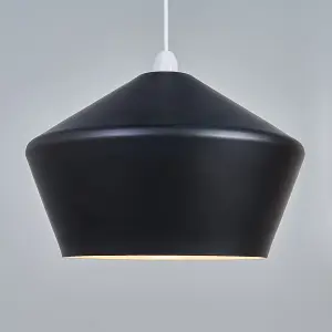 ValueLights Otis Contemporary Matt Black Flared Angular Ceiling Pendant Light Shade