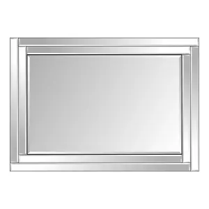 MirrorOutlet Luxford All Glass Bevelled Wall Mirror 100 x 70 CM