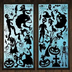 Walplus Halloween Black Spooky Creatures Window Clings PVC