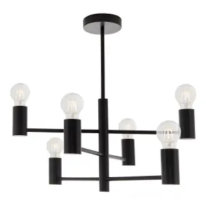 Anson Lighting Arvilla Black 6 Light Semi Flush Ceiling Fitting