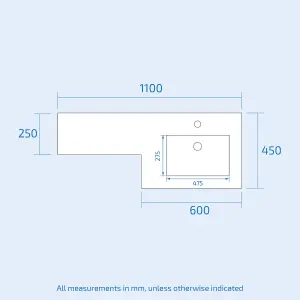 Nes Home Aric Right Hand  1100mm Vanity Basin Unit, Cistern, WC Unit & Welbourne Back To Wall Toilet White