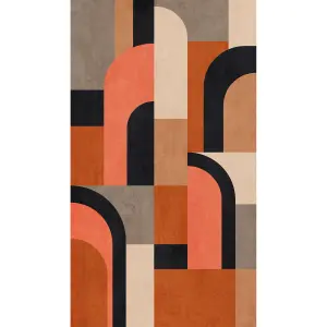 Grandeco Geo Modernist Shapes 3 Lane Repeatable Wallpaper Mural 159 x 280cm, Orange