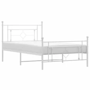 Berkfield Metal Bed Frame without Mattress with Footboard White 107x203cm