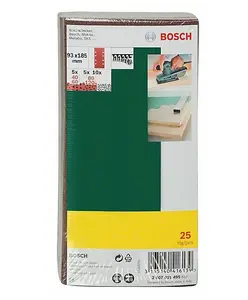 BOSCH Mixed Grit Sanding Sheets (25/Pack) (For: Bosch PSM 200 AES, PSS 200A, PSS 250A, PSS 250 AE & UniversalSander 18V Sanders)