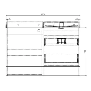 Solstice Metallic Right Hand Bathroom Vanity Basin & WC Unit Combination (W)1200mm (H)890mm