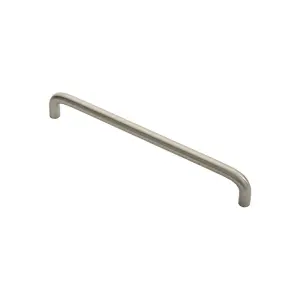 4x Round D Bar Cabinet Pull Handle 202 x 10mm 192mm Fixing Centres Satin Nickel