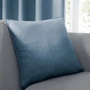 Sorbonne Luxury Plain Dyed 100% Cotton Blue Filled Cushion