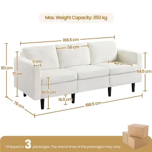 Yaheetech Ivory Boucle Contemporary 3-Seater Sofa Couch