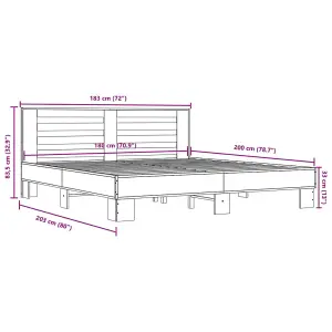 Berkfield Bed Frame without Mattress Grey Sonoma 180x200 cm Super King