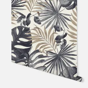 Arthouse Jungle Wall Black/Gold Wallpaper