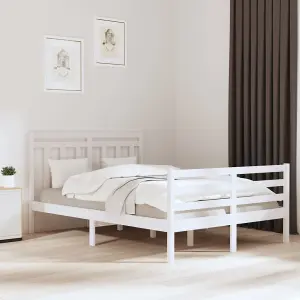 Berkfield Bed Frame White Solid Wood 120x200 cm