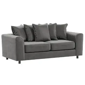 Brooklyn Plush Velvet Fabric 3 Seater sofa Foam Grey