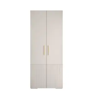 White Manhattan III Sleek Hinged Door Wardrobe W1000mm H2370mm D470mm - 2 Doors, 10 Shelves