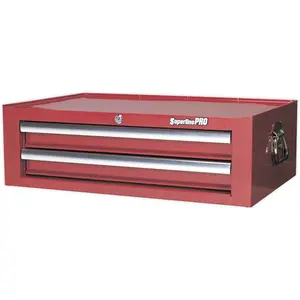 Red 2 Drawer MID-BOX Tool Chest with Lockable Storage Unit - 670 x 440 x 210mm