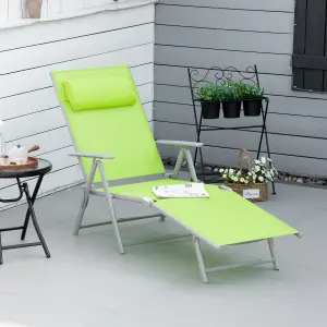 Outsunny Sling Patio Reclining Chaise Lounge Garden Furniture Folding, Green