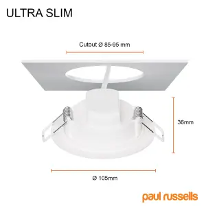 paul russells LED Round Panel Ceiling Lights, 6W 550 Lumens, Spotlights, IP20, 6500K Day Light, Pack of 6