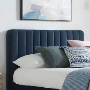 King Size Bed Frame Navy Birlea Charles Midnight Blue Fabric 5FT 150cm