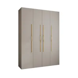 Elegant Cashmere Como II Hinged Door Wardrobe H2460mm W1800mm D500mm, Four Doors, Sixteen Shelves, Two Hanging Rails, Gold Handles