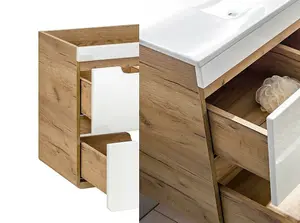 500 Bathroom Vanity Unit Sink Wall Cabinet Drawer White Gloss Oak Compact Aruba