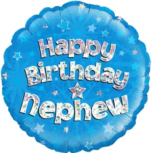 Oaktree 18 Inch Circle Happy Birthday Nephew Foil Balloon Blue/Silver (18in)