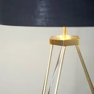 ValueLights Aero Gold Hairpin Design Tripod Floor Lamp with Black Gold Drum Shade