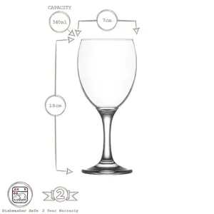 LAV Empire Wine Glasses - 340ml - Pack of 6