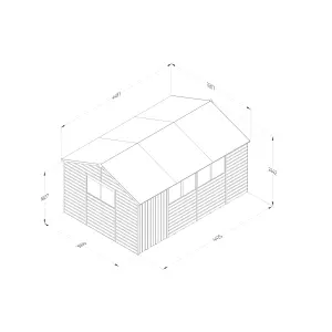 Forest Garden Beckwood Shiplap 10x15 ft Reverse apex Natural timber Wooden Pressure treated 2 door Shed with floor & 6 windows (Base included) - Assembly service included