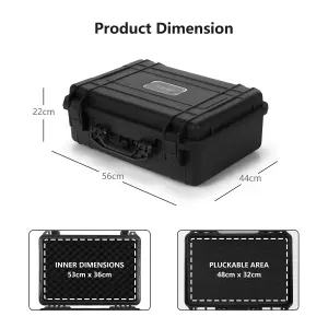 Costway 56 x 44 x 22 cm Waterproof Hard Case Flight Storage Secure Box Camera Protection W/ Foam Insert