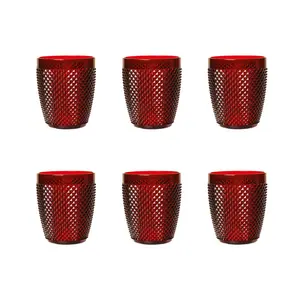 Diamond 400ml Drinking Glass Set (Set of 6) Red