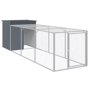 Chicken Cage with Run Anthracite 110x405x110 cm Galvanised Steel