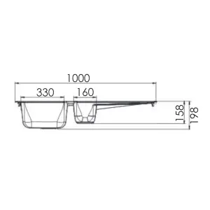 Liquida AR15GR 1.5 Bowl Composite Reversible Inset Grey Kitchen Sink With Waste