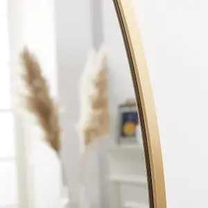 Liberty Mirror Arched Shape with Brushed Gold Metal Frame-H 180 x W 110 cm for Hanging in Bedroom