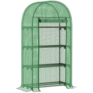 Outsunny 80 x 49 x 160cm Mini Greenhouse Portable Green House with Shelf Green