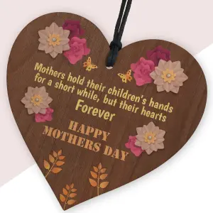 Red Ocean Happy Mothers Day Gift For Mum Mummy Wooden Heart Sign Gift From Daughter Son Keespake