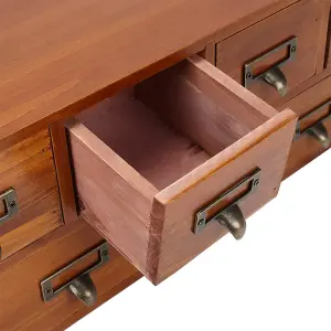 Brown Wood Desktop Storage Cabinet with 6 Drawers Office Study Table Wood Storage Box Organizer