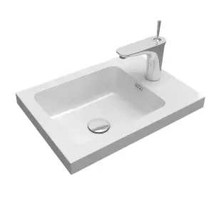 Rigel Gloss White Wall Hung Cloakroom Vanity Unit with Resin Basin (W)44cm (H)63cm