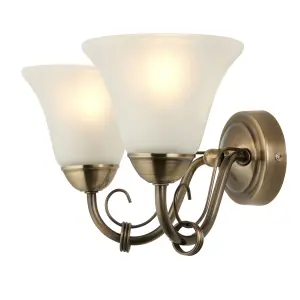 GoodHome Dives Antique brass effect Double Wall light