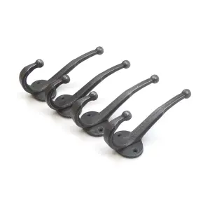 Oakcrafts - Antique Cast Iron Contemporary Coat Hook - Pack of 4 Hooks