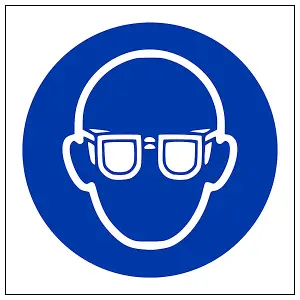 Eye Protection Logo PPE Mandatory Sign - Adhesive Vinyl 100x100mm (x3)