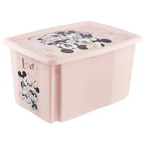 Keeeper Minnie Mouse Turn Around Stacking Box with Lid 45 Litre Nordic Pink