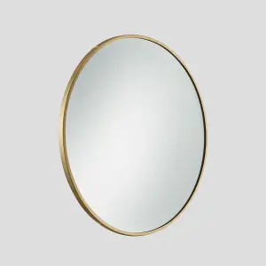 Industville Urban Round Wall Mirror, 24 inch, Brass Frame