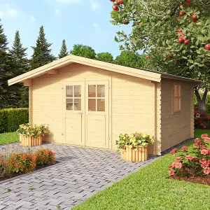 Lasita Osland Donau 28mm Log Cabin - 3.8m x 2.8m - Apex Roof Garden Building