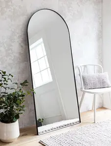 Garden Trading Charlcombe Indoor Arched Leaning Mirror Large Iron Hallway Lounge