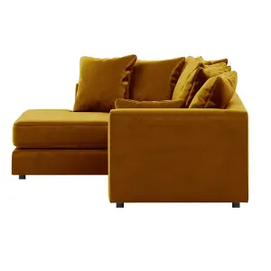 Brooklyn Plush Velvet 3 to 4 Seater L Shaped Corner Sofa Foam Gold Left Hand Facing