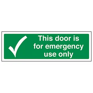 Door For Emergency Use Only Sign - Rigid Plastic - 300x100mm (x3)