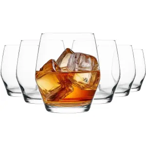 Homiu Whiskey Tumbler Glass 370ml - Pack of 6 - Dishwasher Safe - Napoli Collection