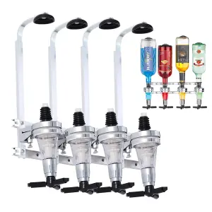 4-Bottle Wall-Mounted Bar Butler Liquor Dispenser with Optic Shot Measurers